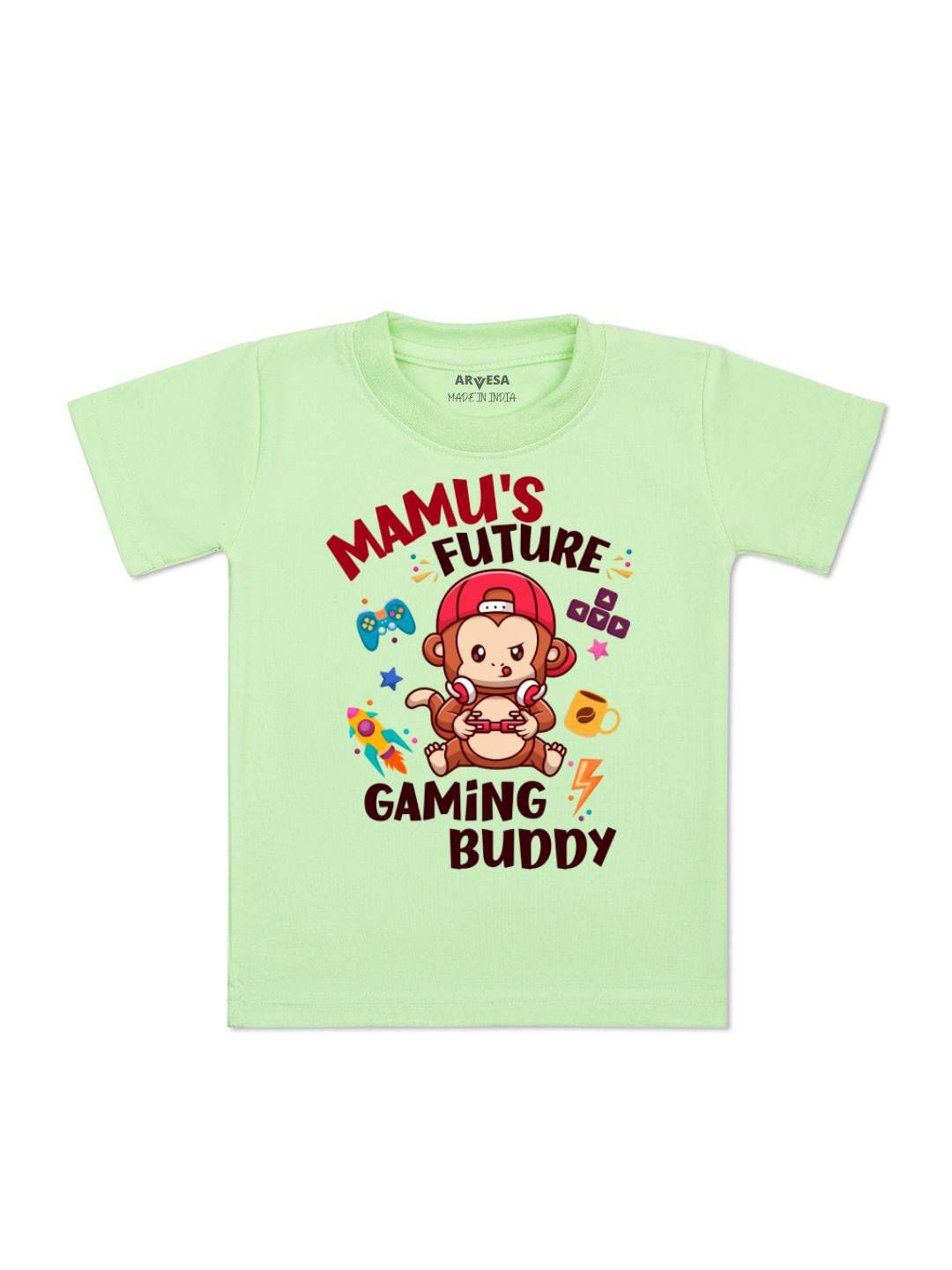 

Arvesa Kids Mamu Future Gaming Buddy Printed Tshirt, Green