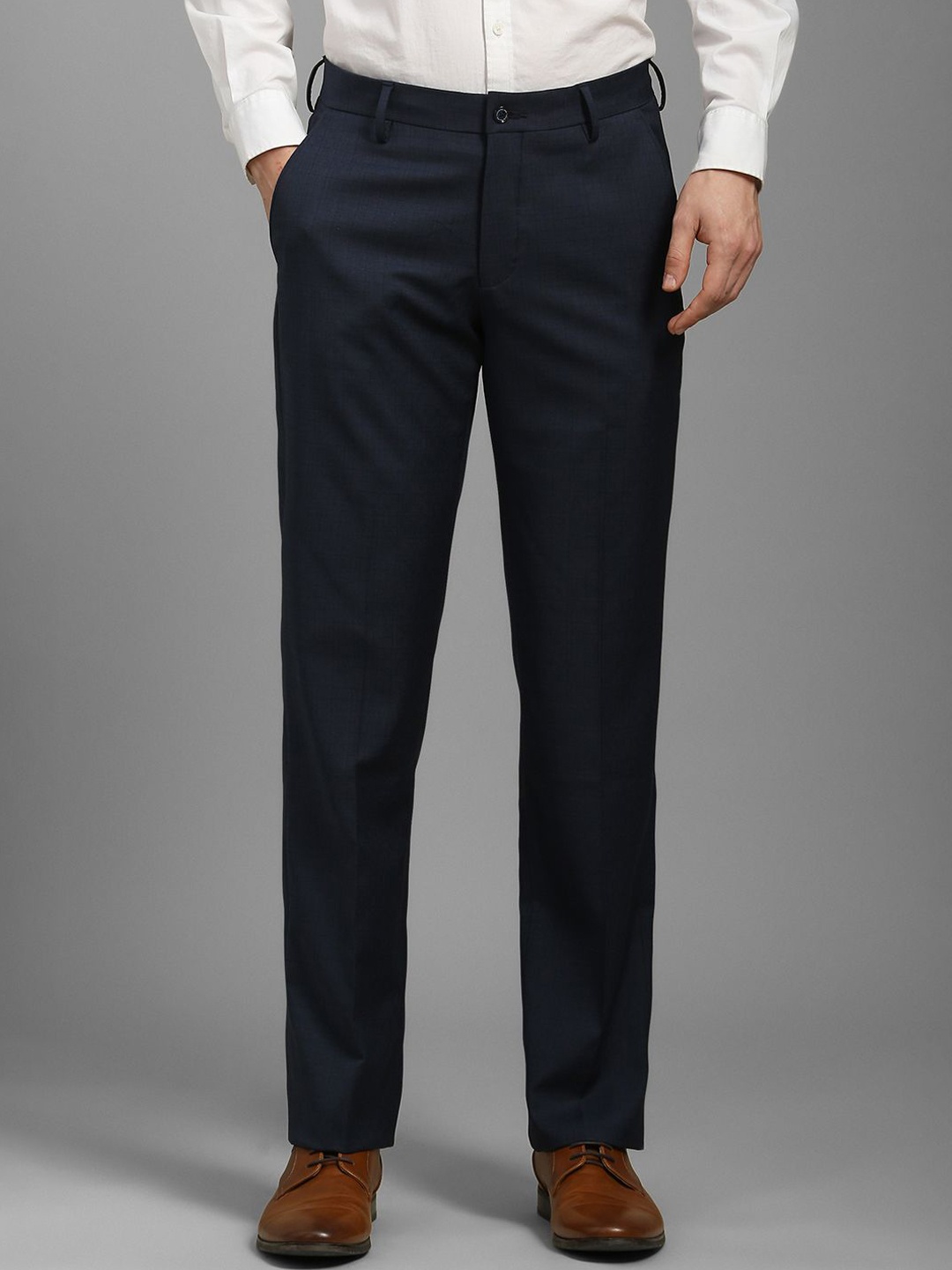 

Louis Philippe Men Checked Trousers, Navy blue