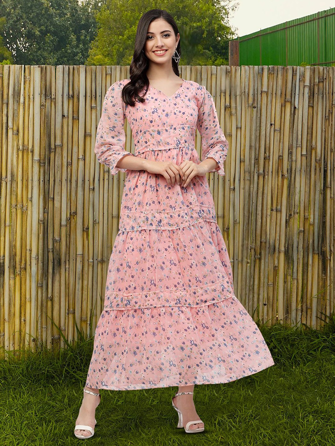 

Moda Rapido Floral Print Applique Fit & Flare Dress, Multi