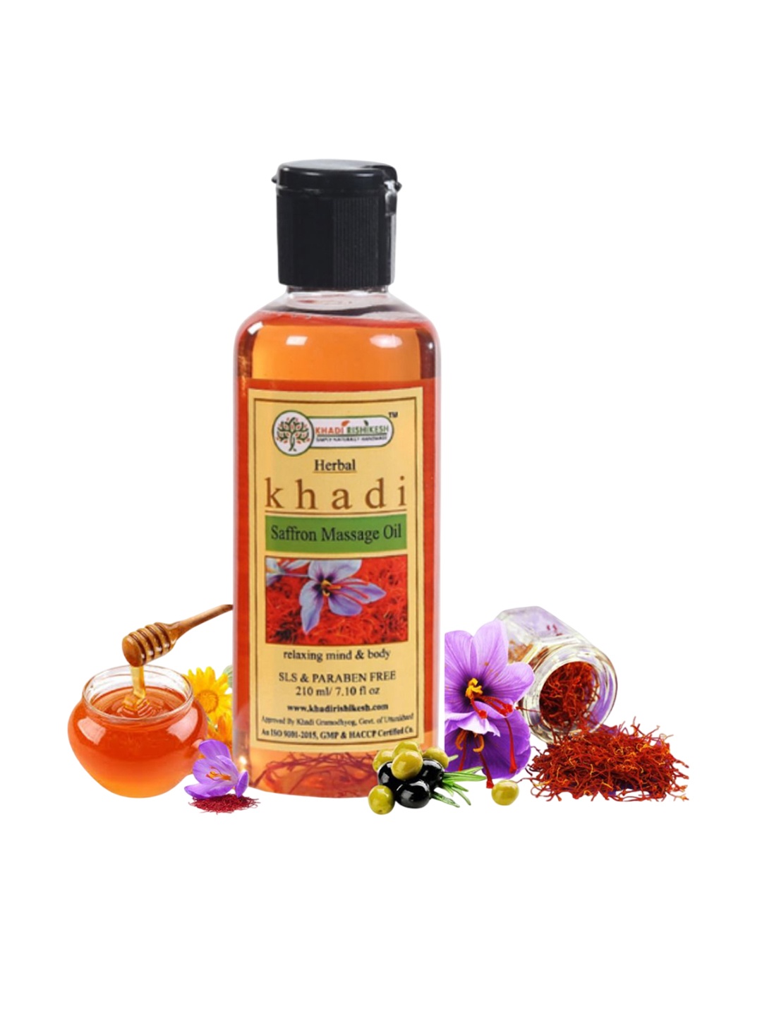 

Khadi Rishikesh Saffron Massage Oil Relaxing Mind & Body - 210 ml, Black