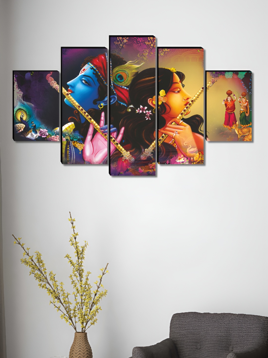 

Aura Beige & Black 5 Piece Wood Religious Wall Paintings