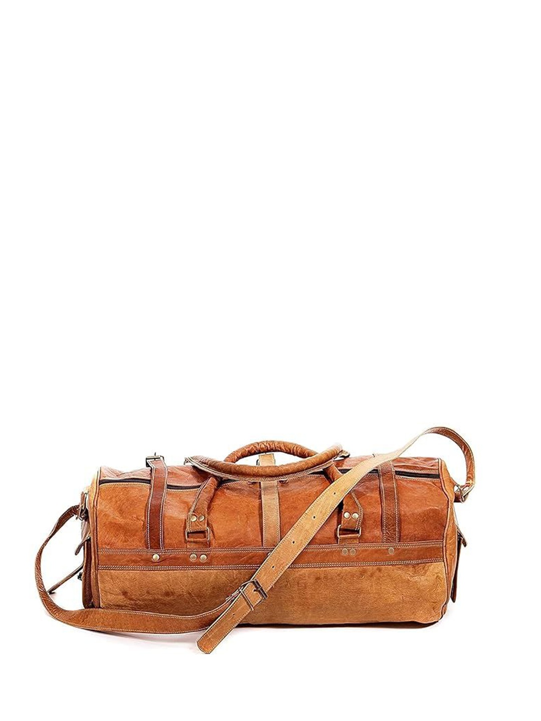 

PRANJALS HOUSE Medium Leather Gym Or Travel Duffle Bag, Brown