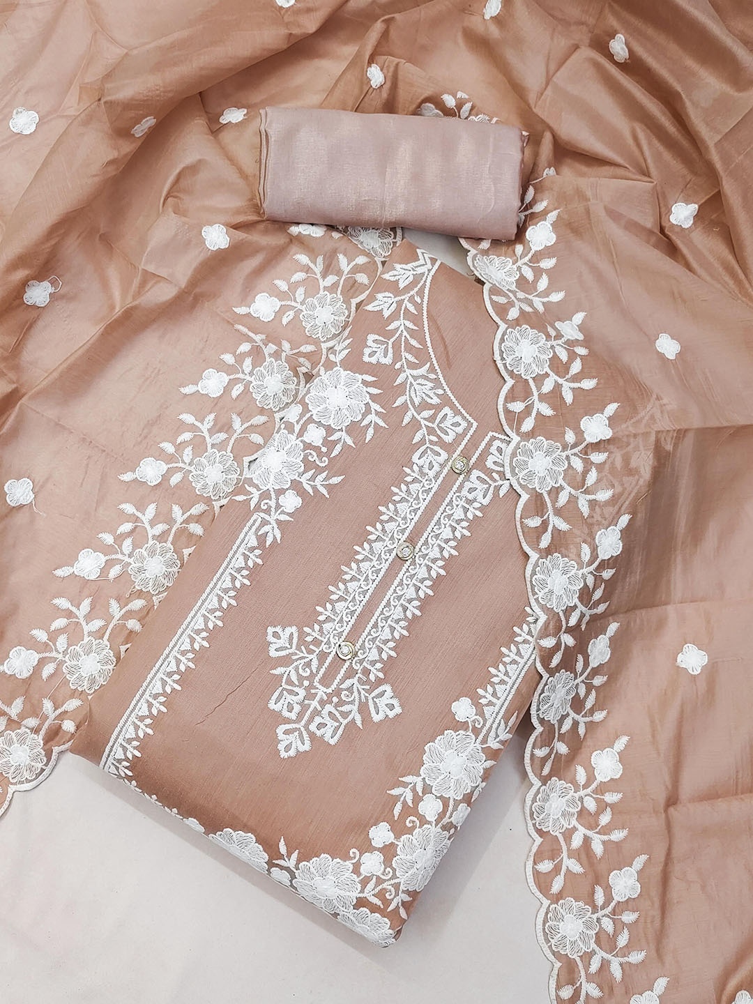 

SAINOOR Embroidered Unstitched Dress Material, Rose gold