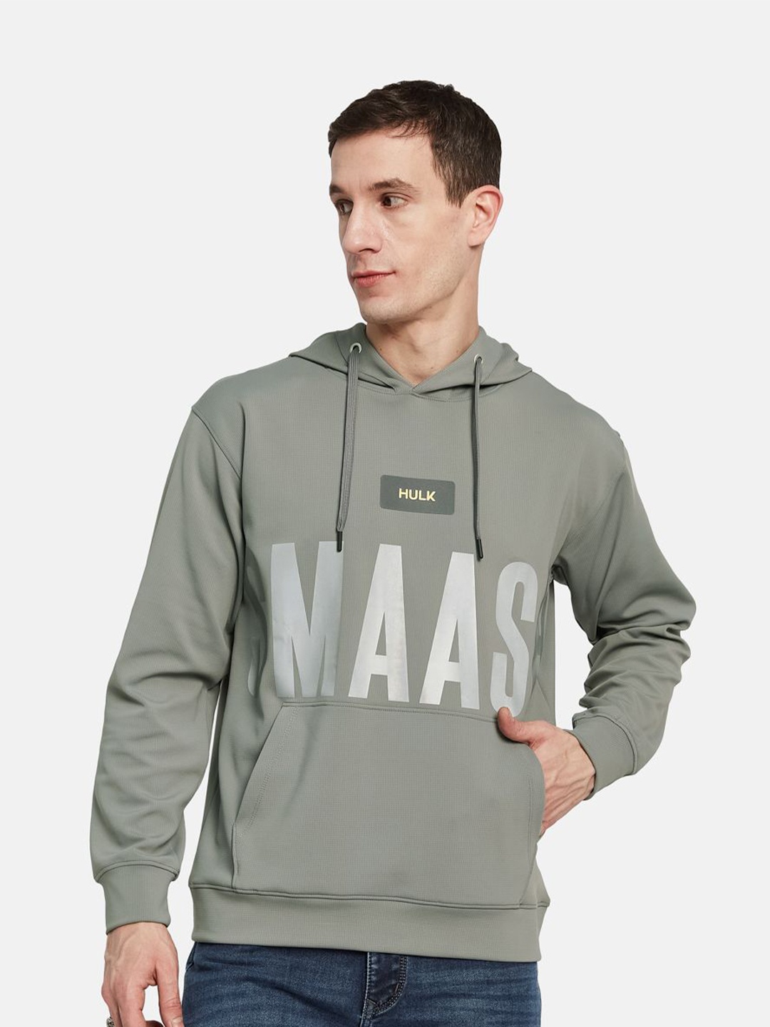 

Octave Men Typography Printed Hooded Sweatshirt, Grey