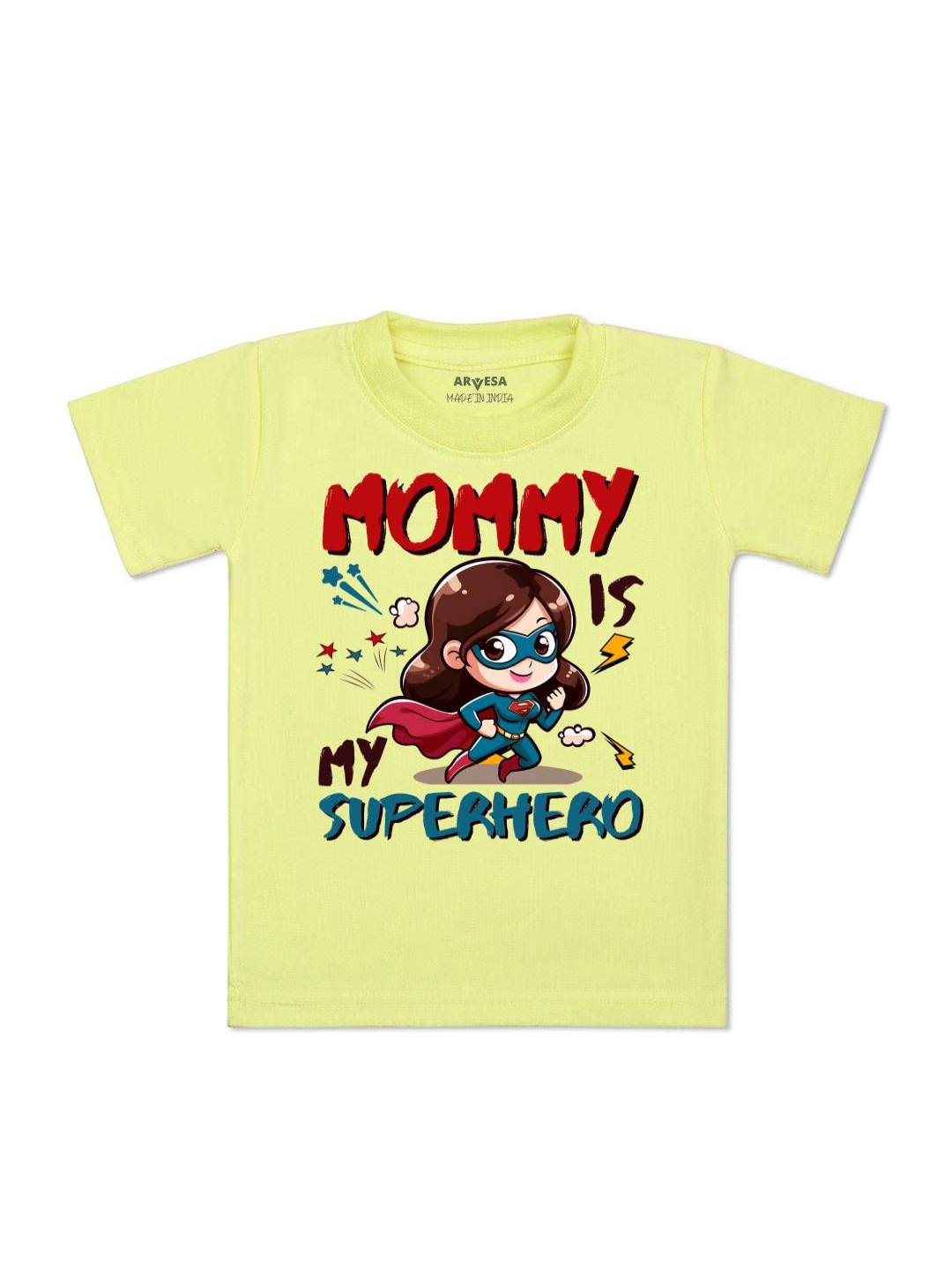 

Arvesa Kids Mommy Is My Superhero Printed Tshirt, Yellow