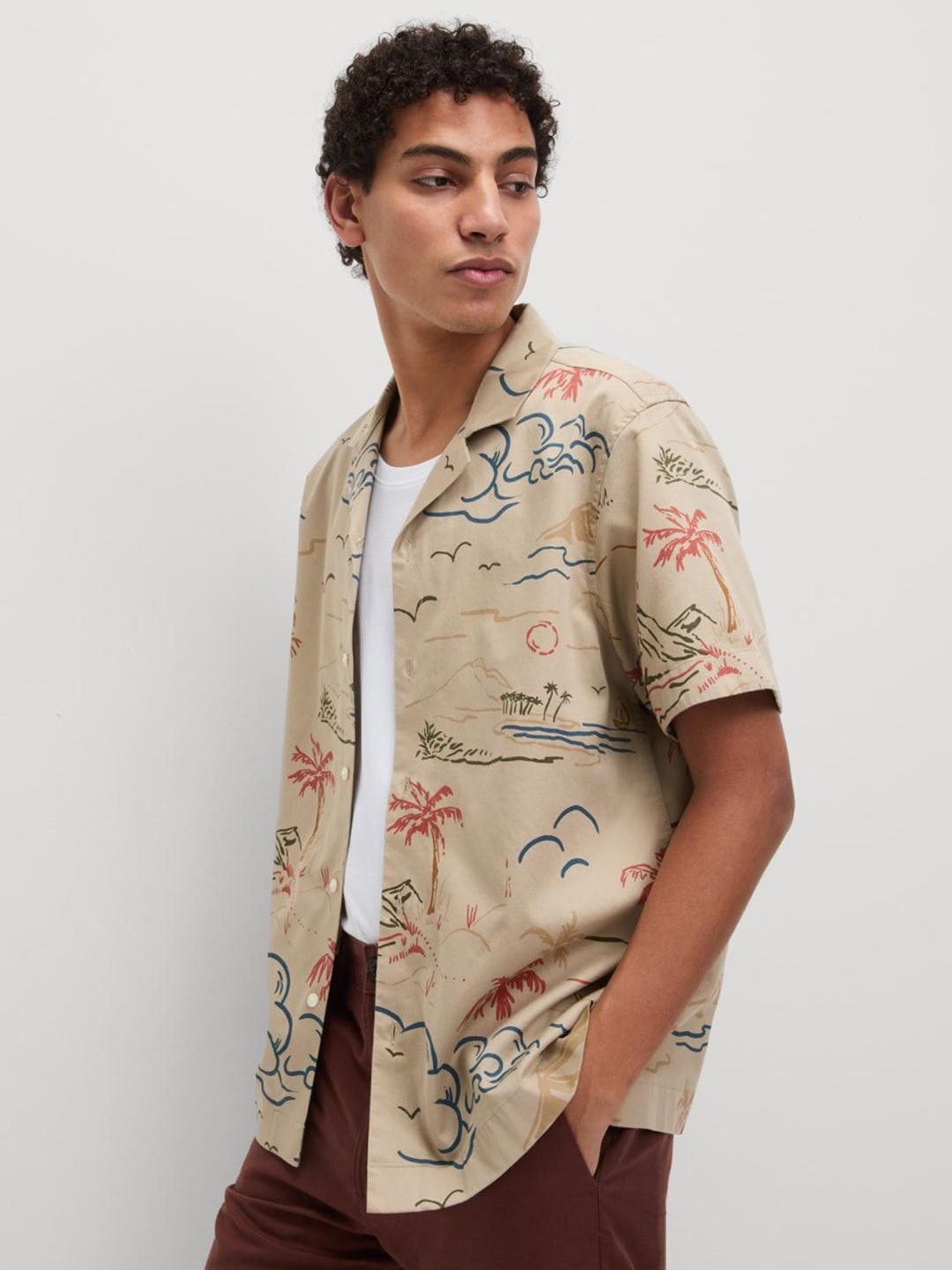 

Marks & Spencer Men Floral Opaque Printed Casual Shirt, Beige