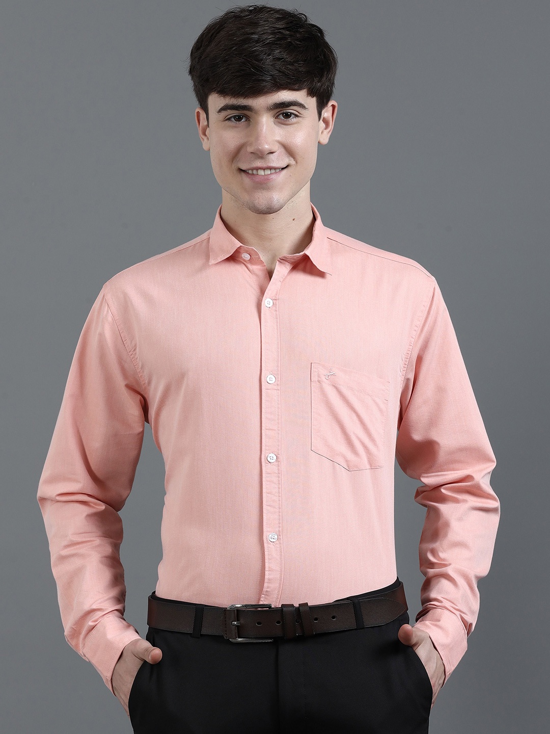

JAGURO Men Opaque Formal Shirt, Pink