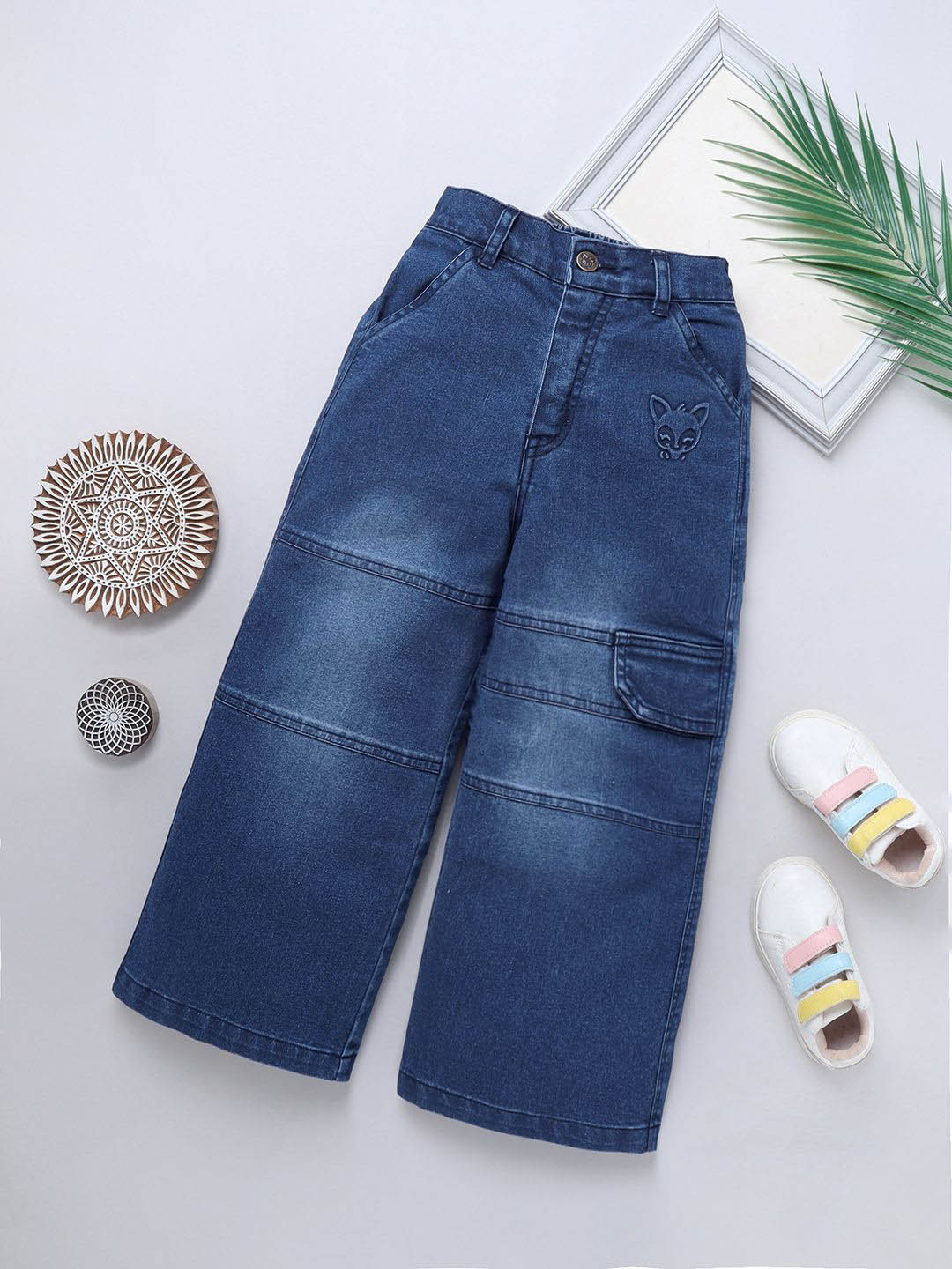 

Naughty Ninos Girls Comfort Cotton Flared Light Fade Jeans, Blue
