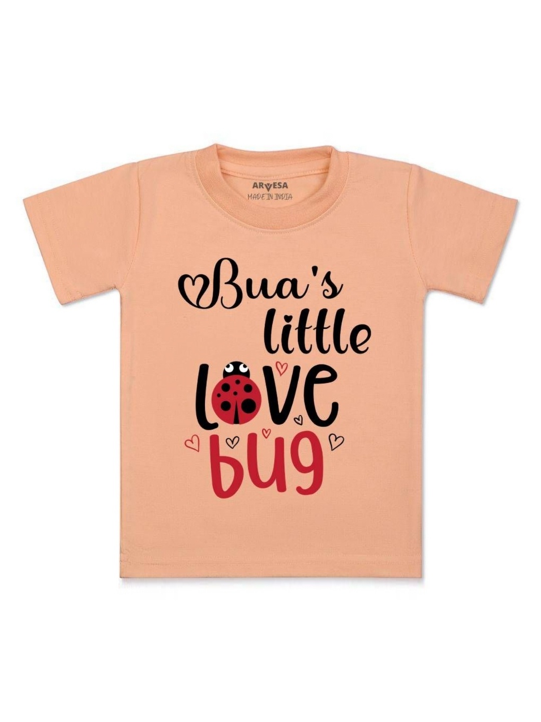 

Arvesa Kids Bua Little Love Bug Printed Tshirt, Peach