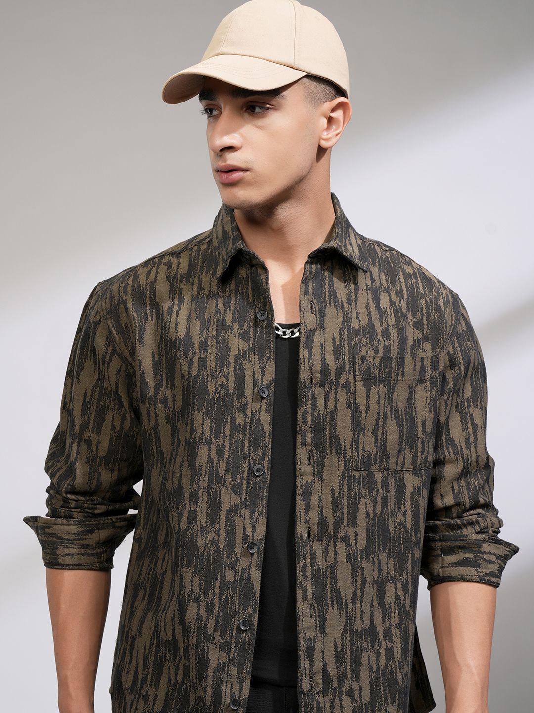 

HIGHLANDER Men Opaque Casual Shirt, Khaki
