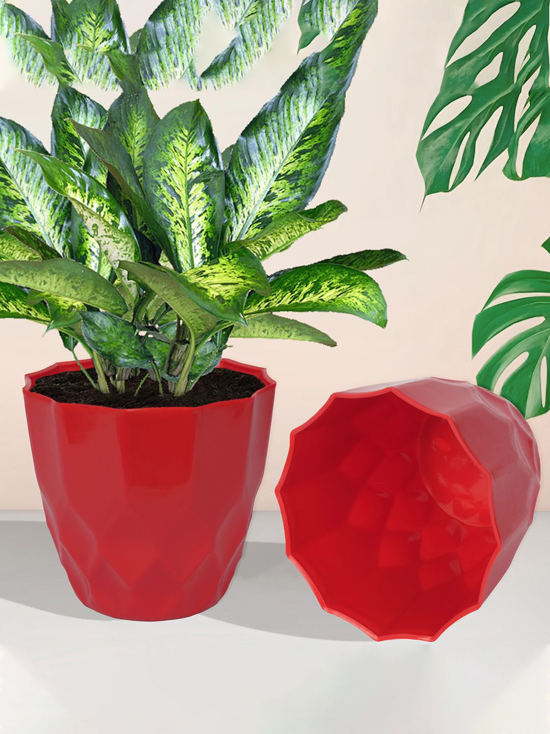 

Kuber Industries Red Textured Planter