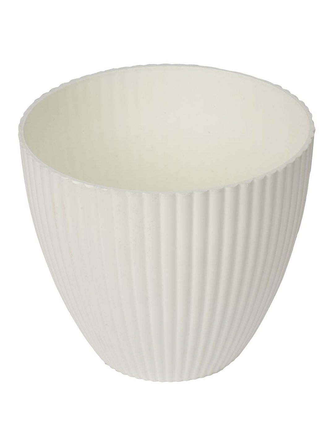 

Kuber Industries White Textured Flower Pot Planter