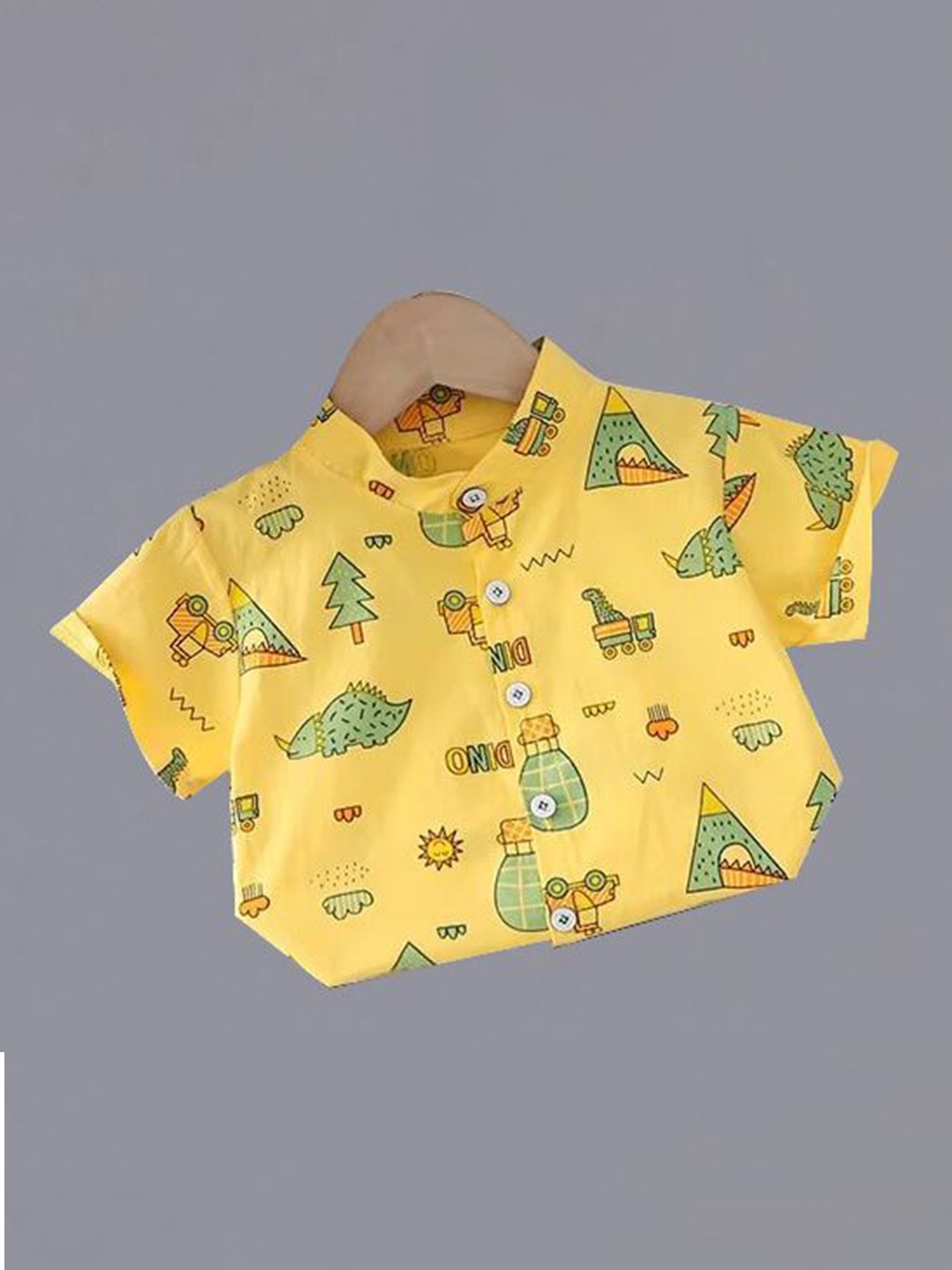 

DANGAR Unisex Kids Premium Opaque Printed Casual Shirt, Yellow