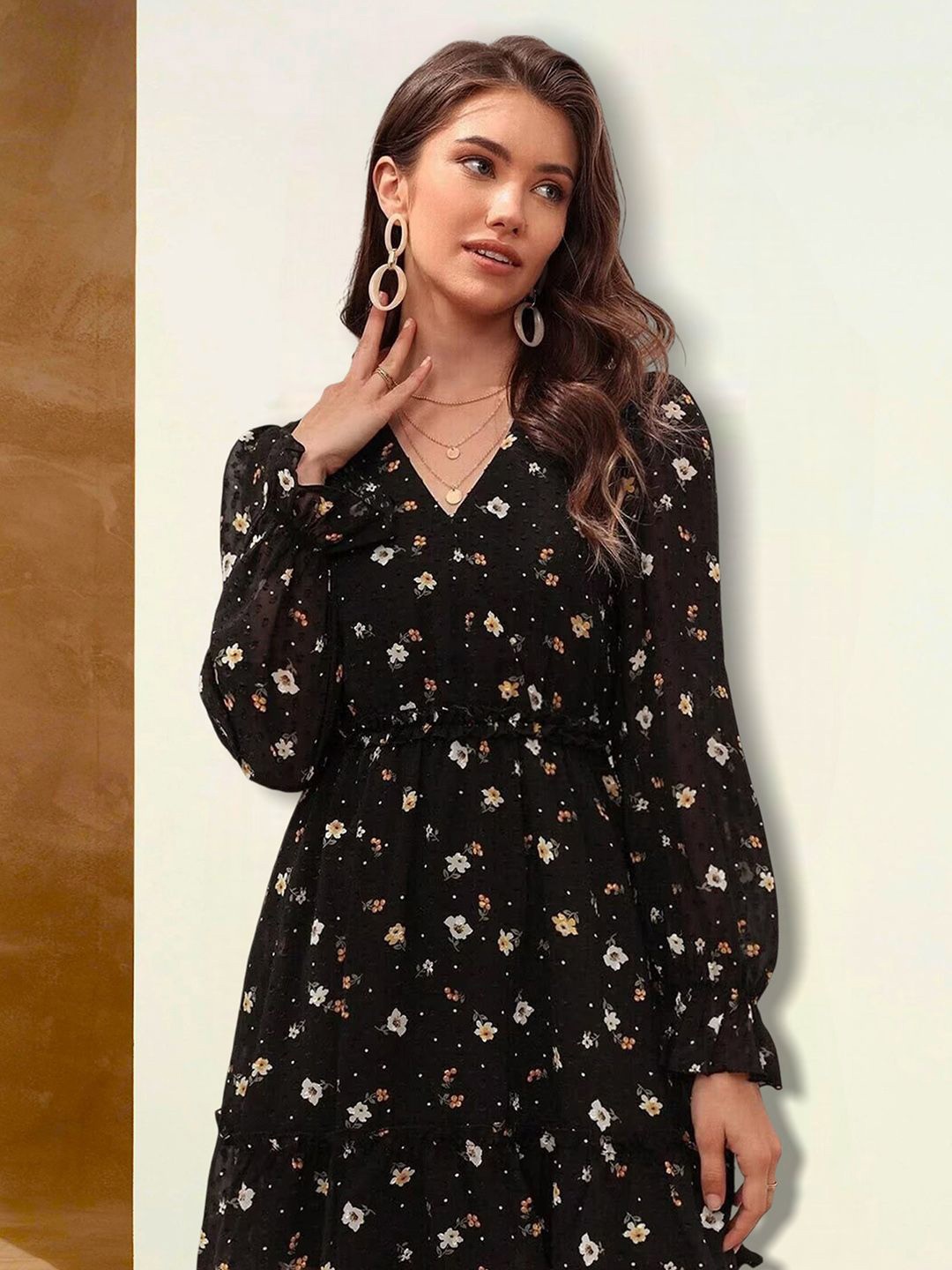 

Moda Rapido Floral Print Applique Fit & Flare Dress, Multi