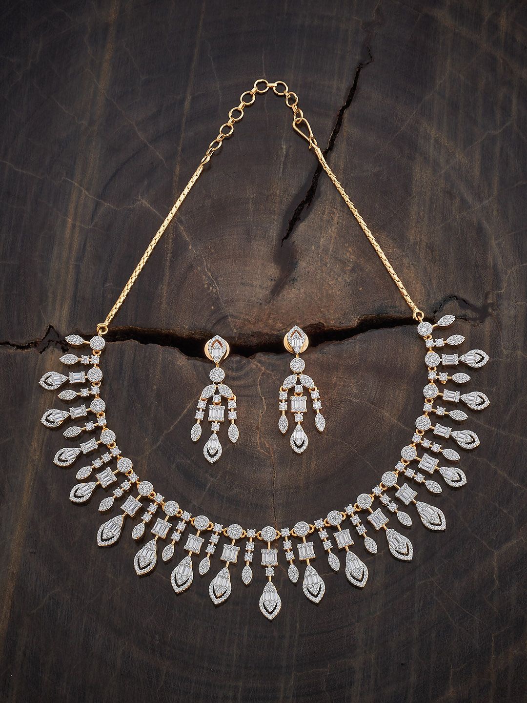 

Kushal's Fashion Jewellery White Rhodium Gold-Plated Party Zircon Jewellery Set