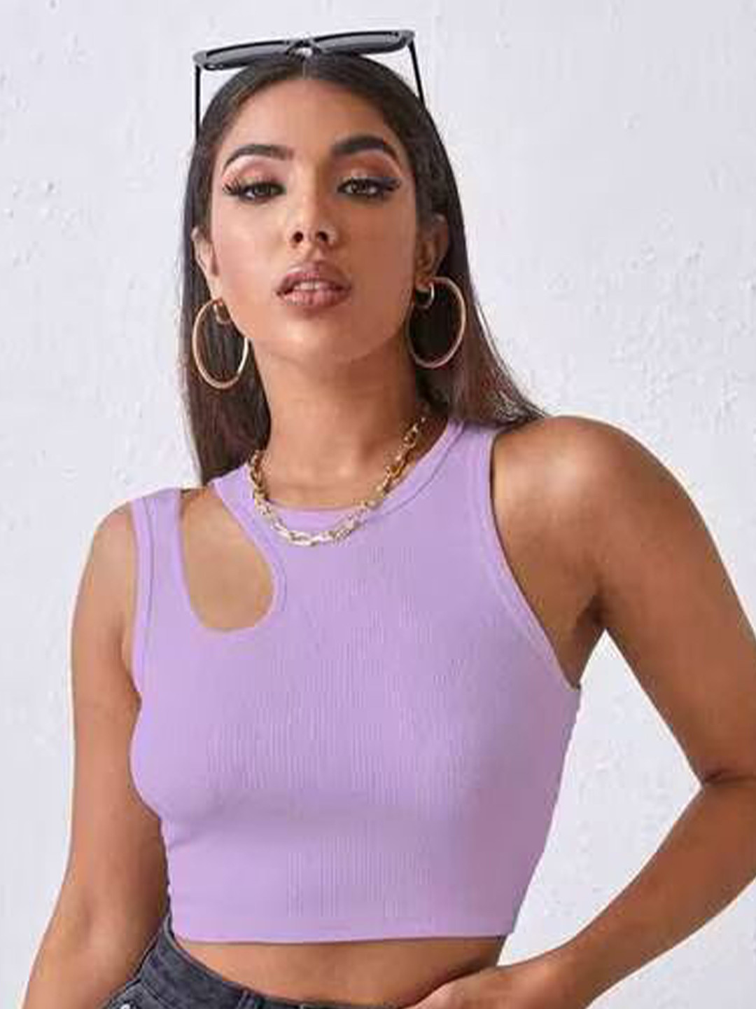

Mast & Harbour Cotton Crop Top, Lavender