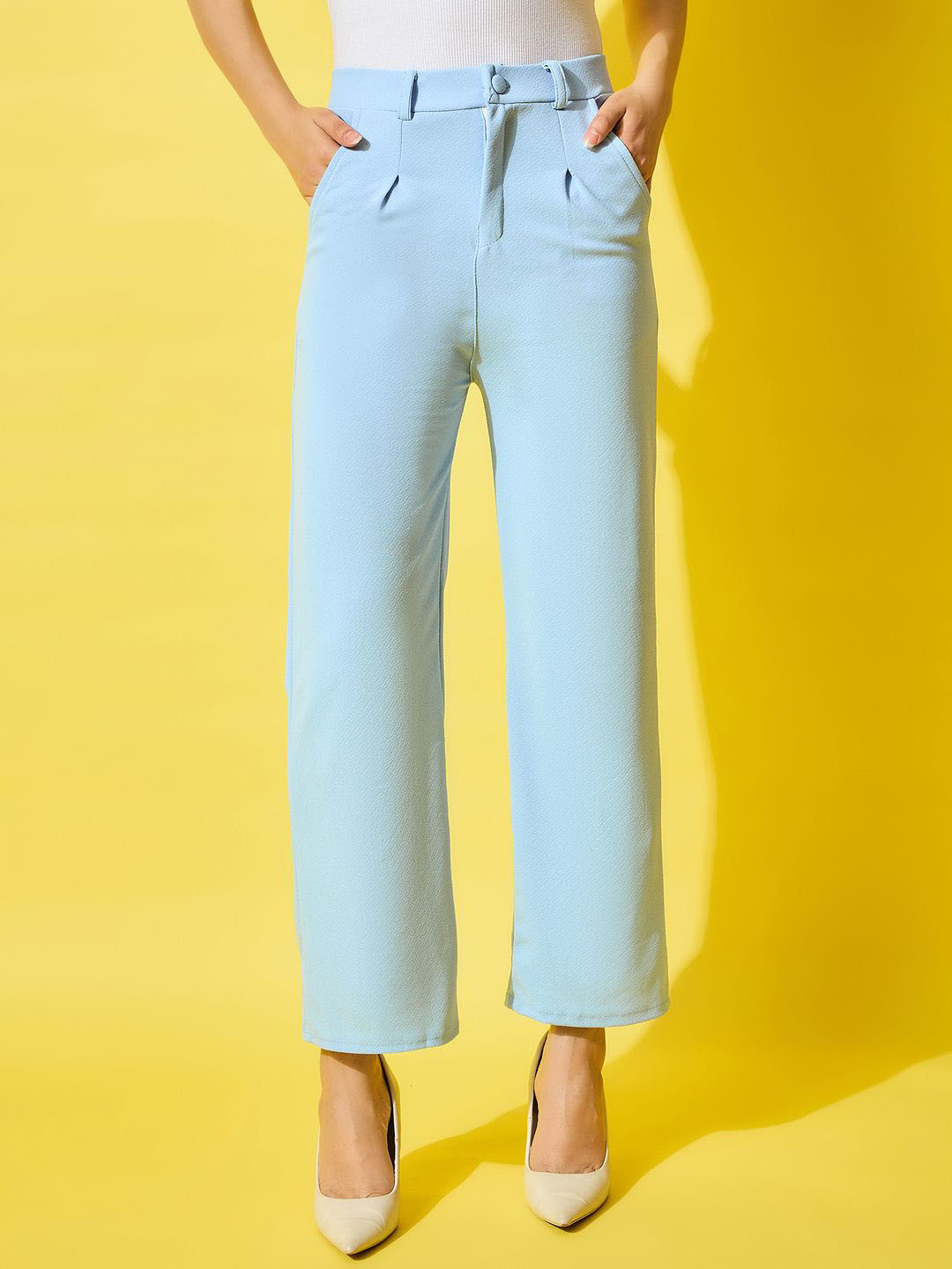 

DIMPY GARMENTS Women Relaxed High-Rise Trouser, Blue