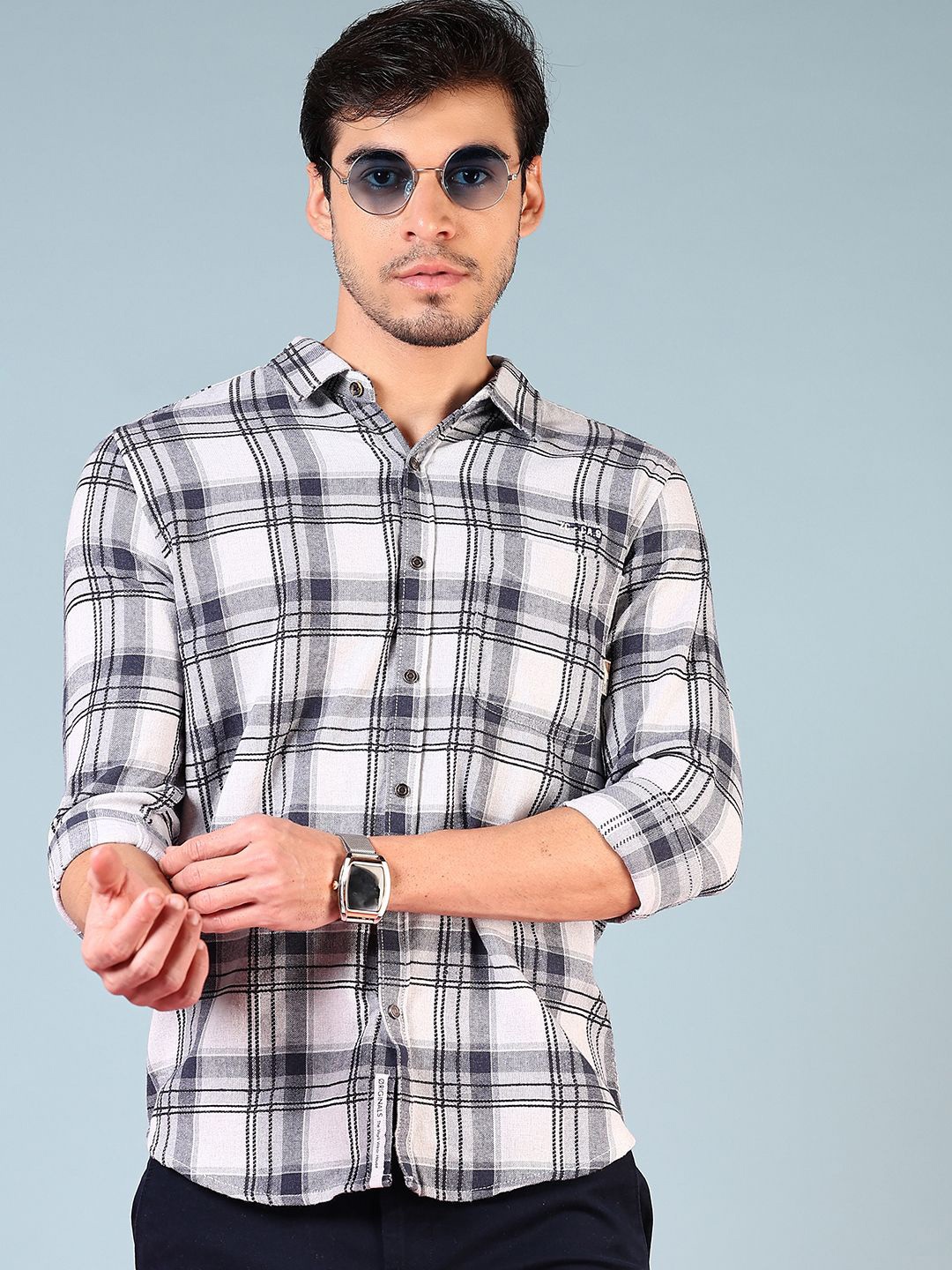 

V-Mart Men Tartan Checks Opaque Checked Casual Shirt, Blue