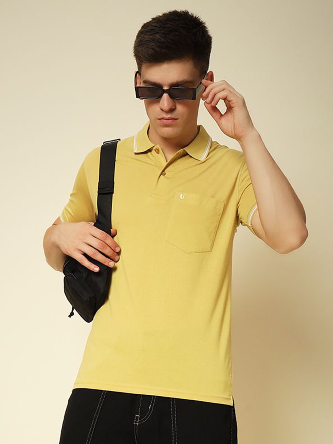 

UNIBERRY Men Polo Collar Pockets T-shirt, Yellow