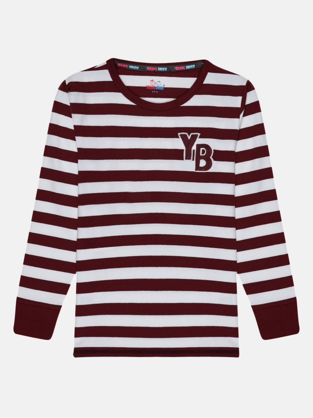 

YOUNG BIRDS Boys Striped V-Neck Pockets T-shirt, Maroon