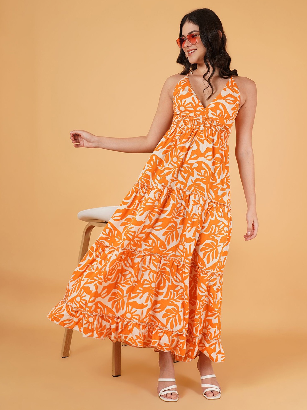 

IX IMPRESSION Print Crepe Maxi Dress, Orange