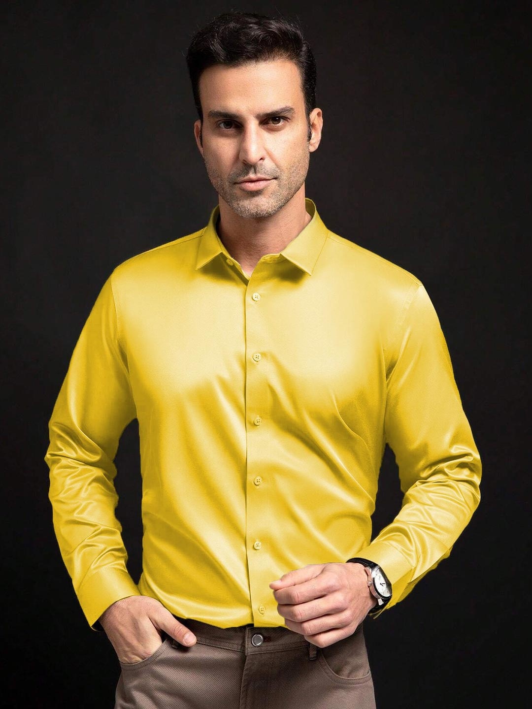 

SOLSTICE Men Comfort Opaque Party Shirt, Yellow