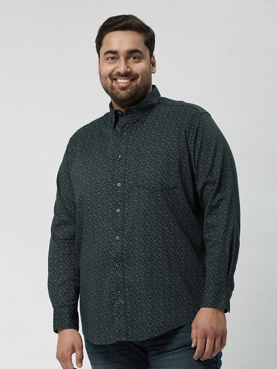 

Big Hello - The Plus Life Men Comfort Opaque Printed Casual Shirt, Green