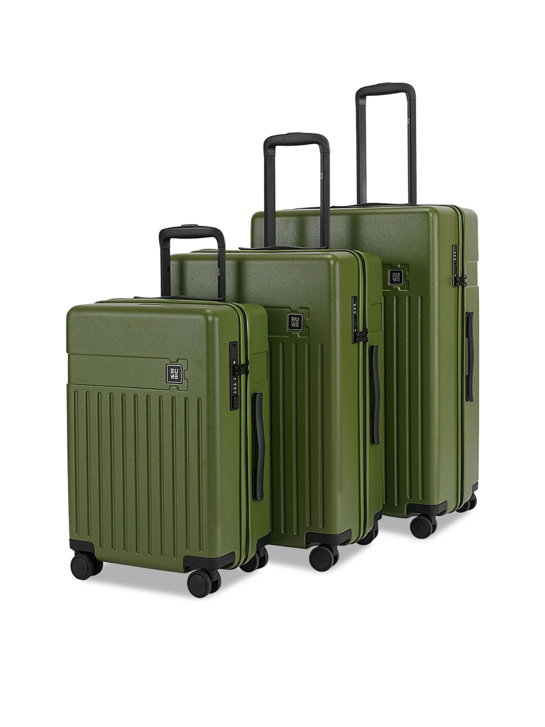 

EUME Set Of 3 Hard-Sided Trolley Suitcase, Green