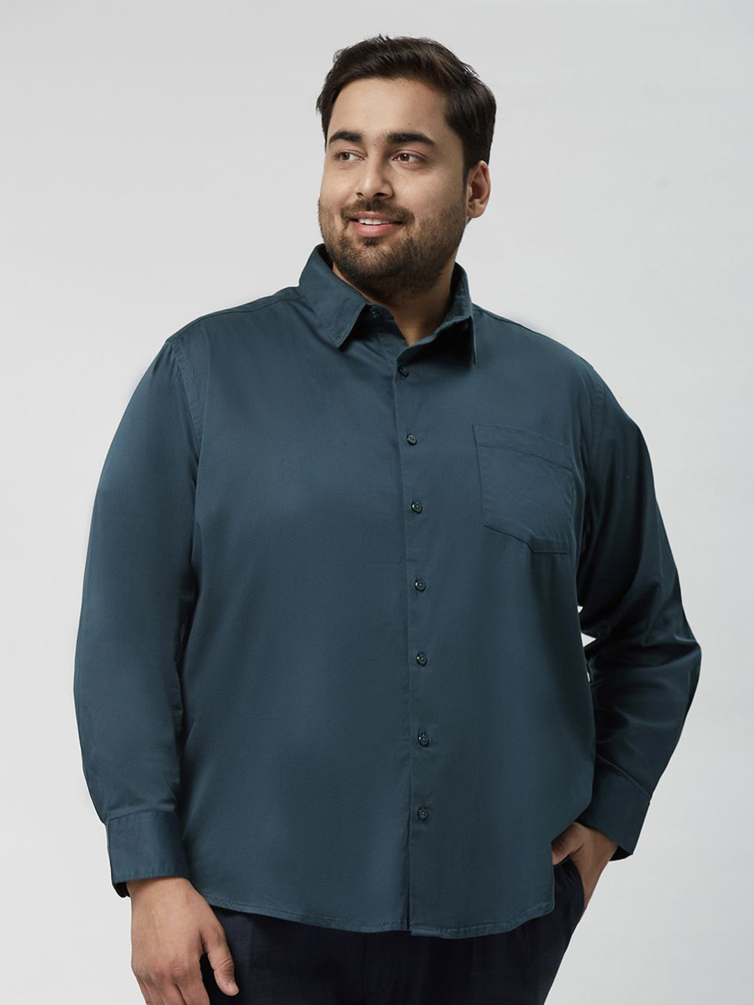 

Big Hello - The Plus Life Men Comfort Opaque Casual Shirt, Teal