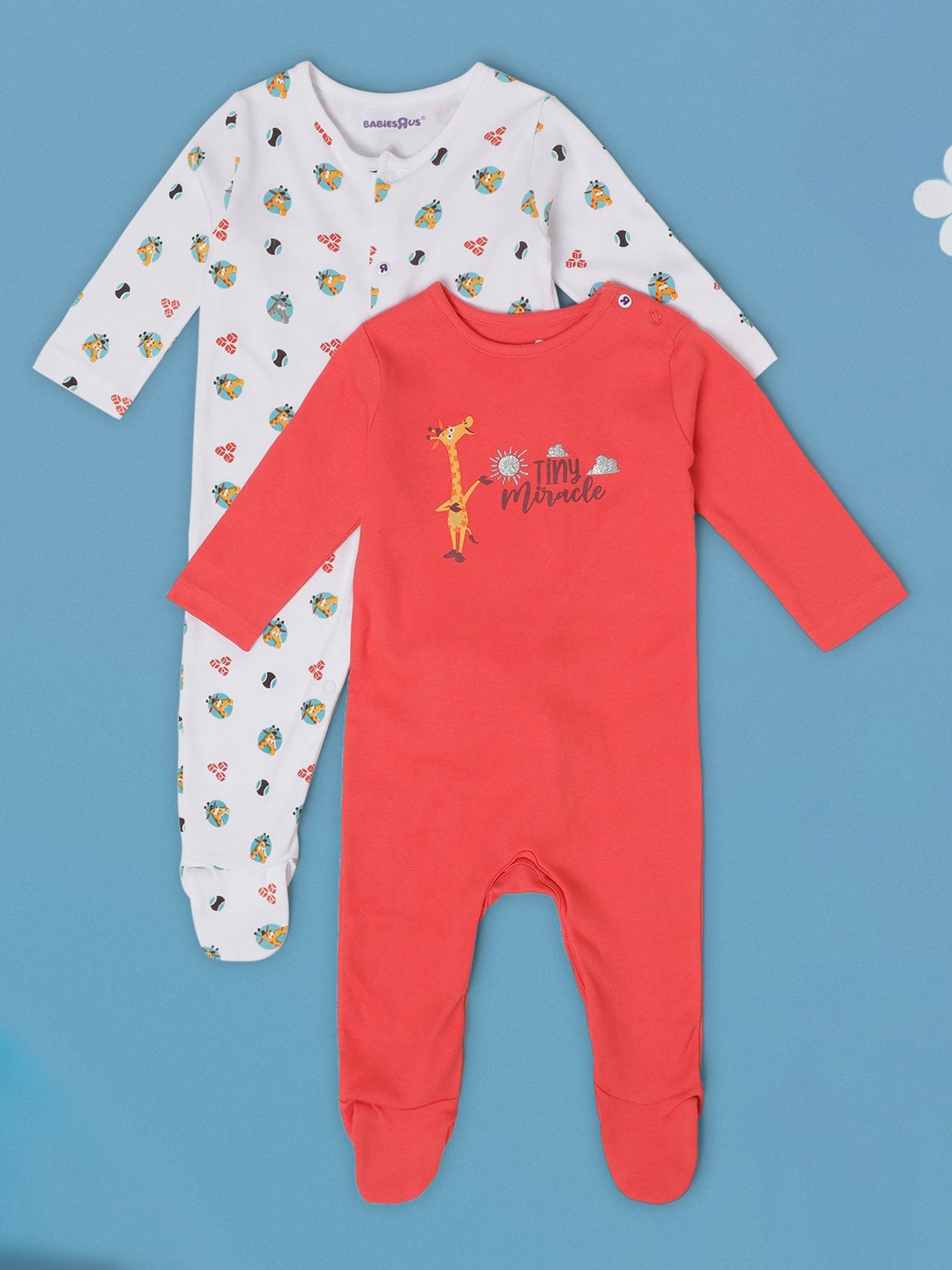 

Babies R Us Boys Pack of 2 Printed Sleepsuit, White