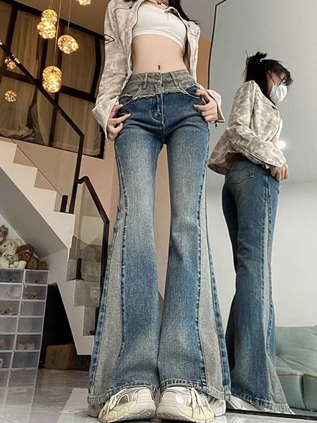 

StyleCast Women Heavy Fade Low-Rise Bootcut Jeans, Blue