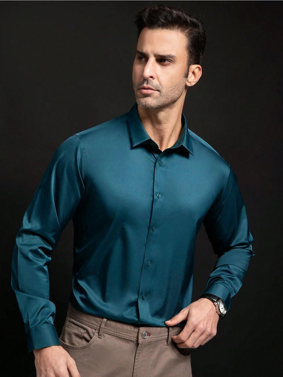 

SOLSTICE Men Comfort Opaque Party Shirt, Turquoise blue
