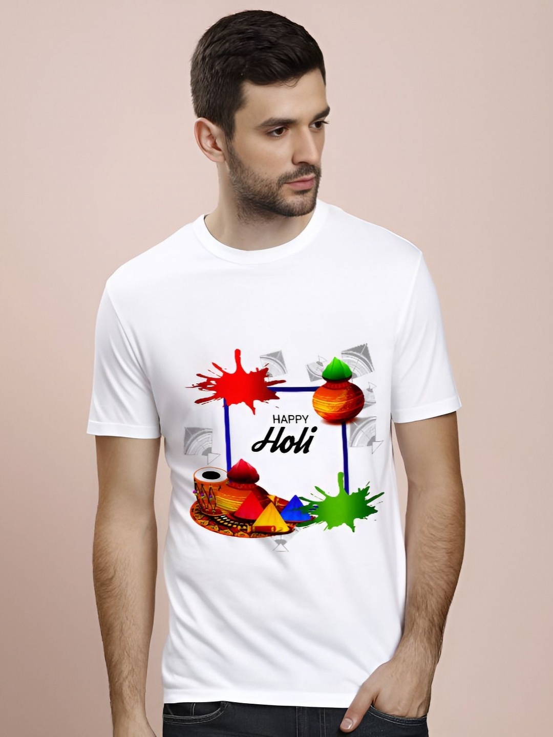 

MAYKR Men Printed Applique T-shirt, White