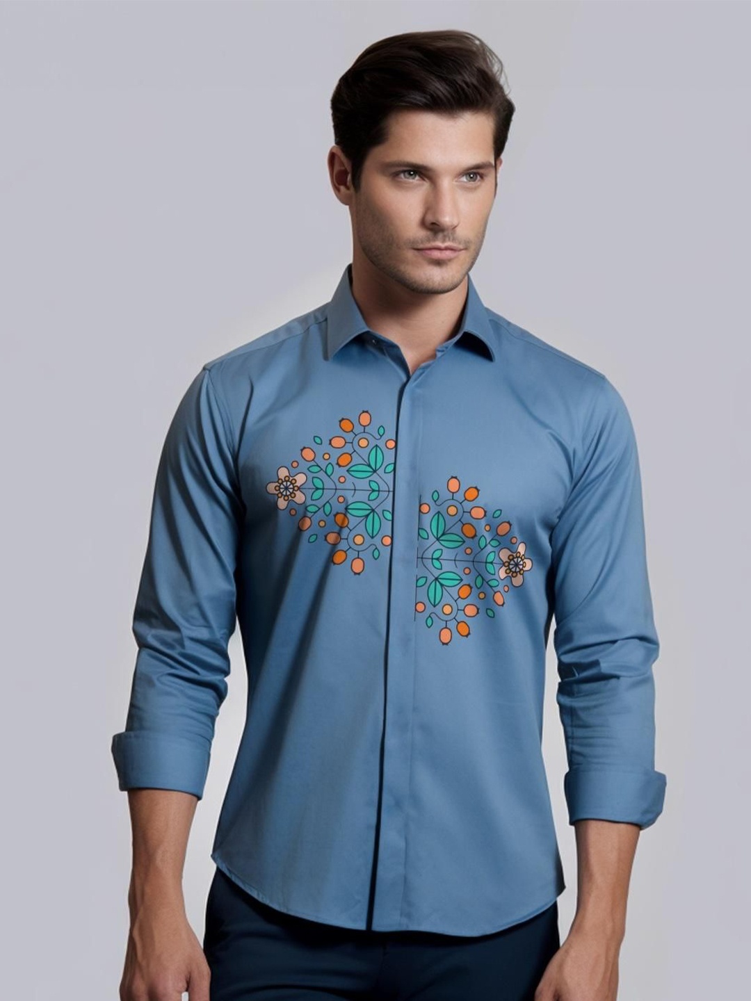 

HE SPOKE Men Smart Tailored Fit Opaque Casual Shirt, Blue