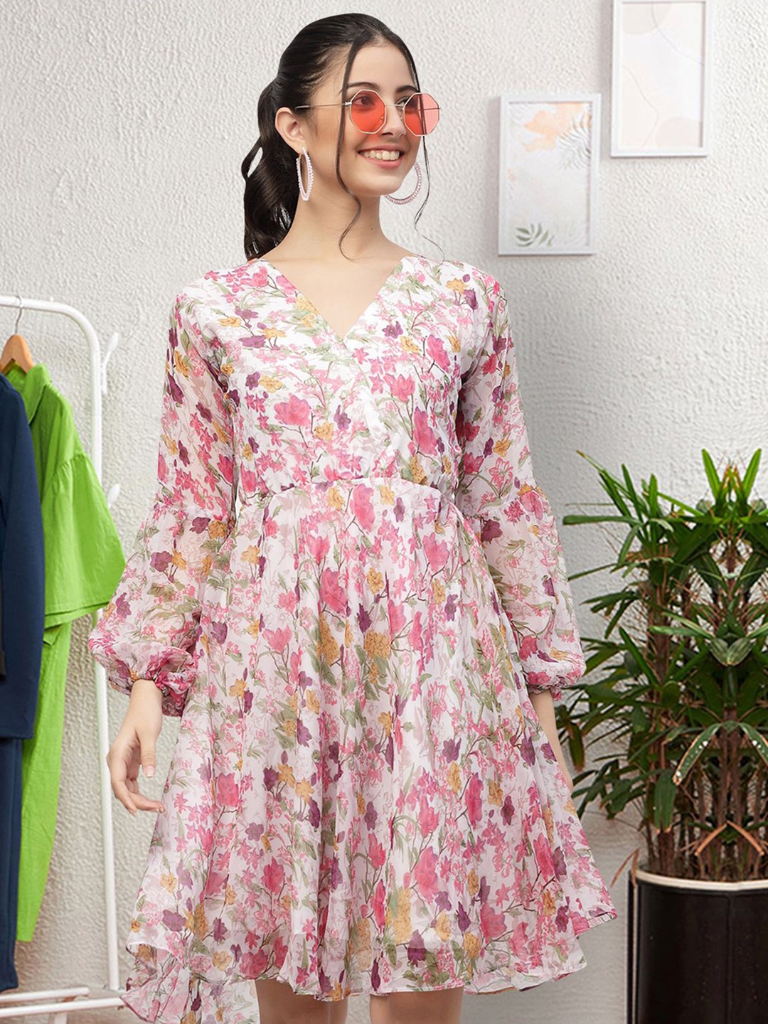 

Moda Rapido Floral Print Applique Fit & Flare Dress, Multi
