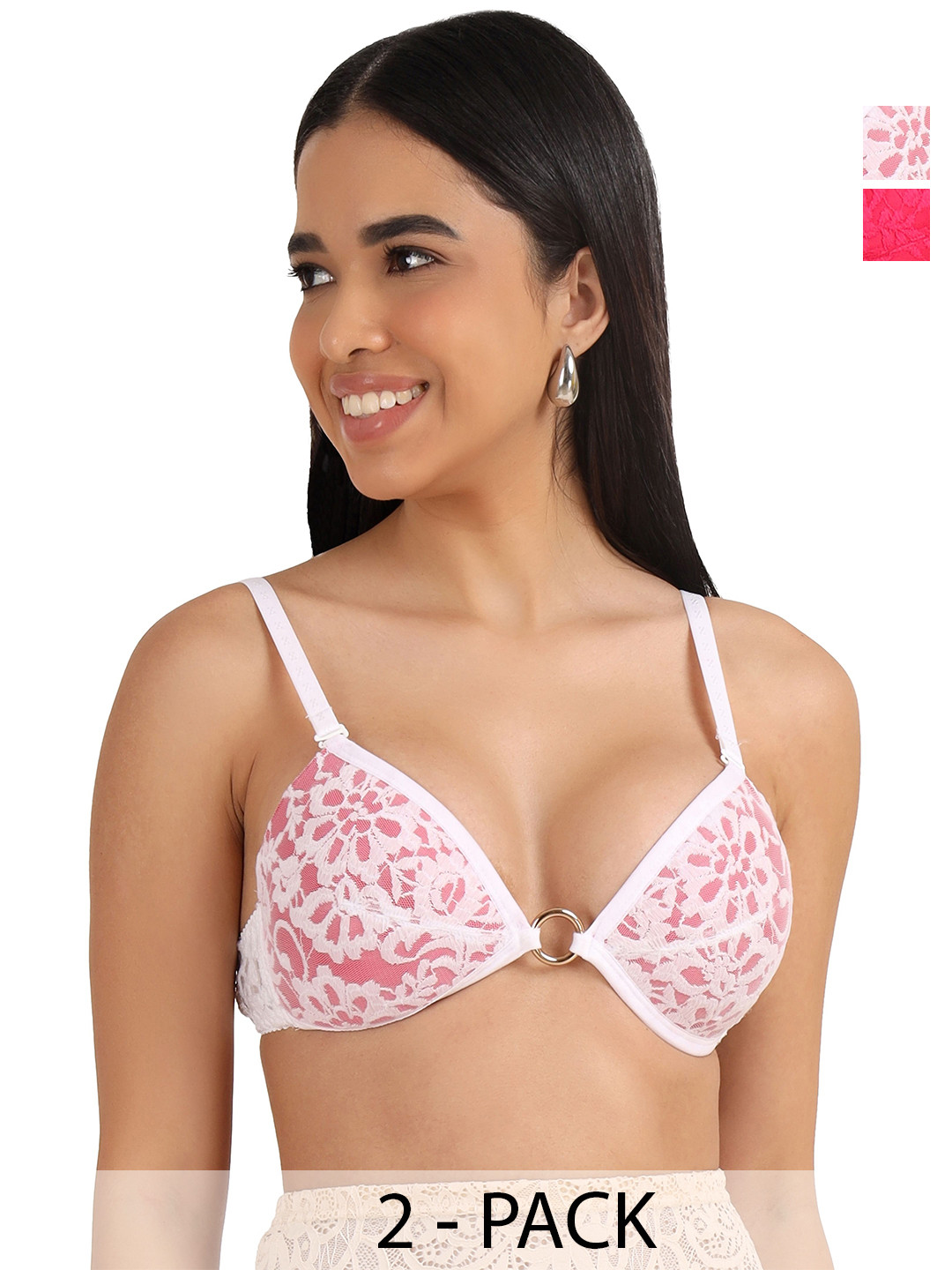 

SELFCARE Abstract Bra Half Coverage Lightly Padded, Pink
