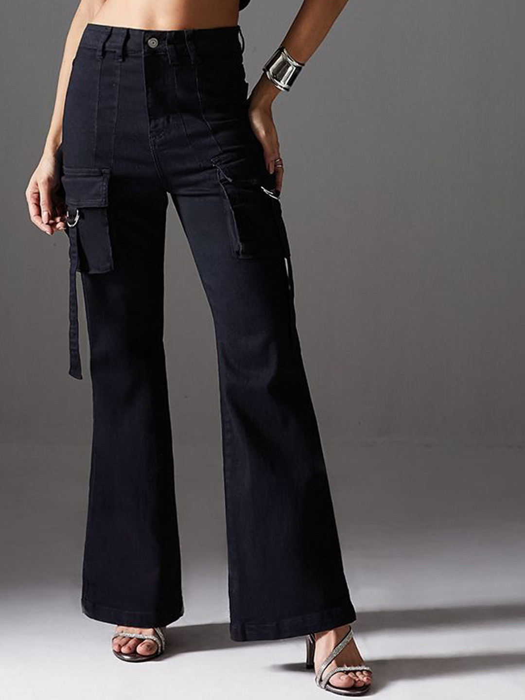 

Miss Chase Women Bootcut High-Rise Stretchable Jeans, Black