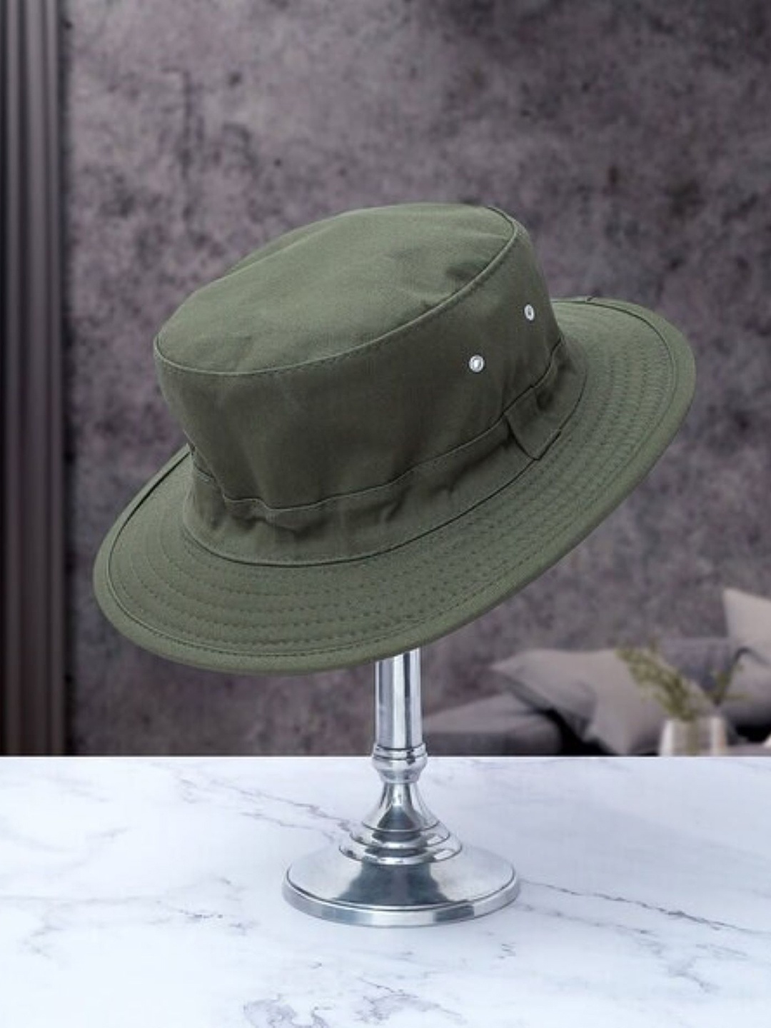 

Infispace Men Green Embroidered Bucket Hat