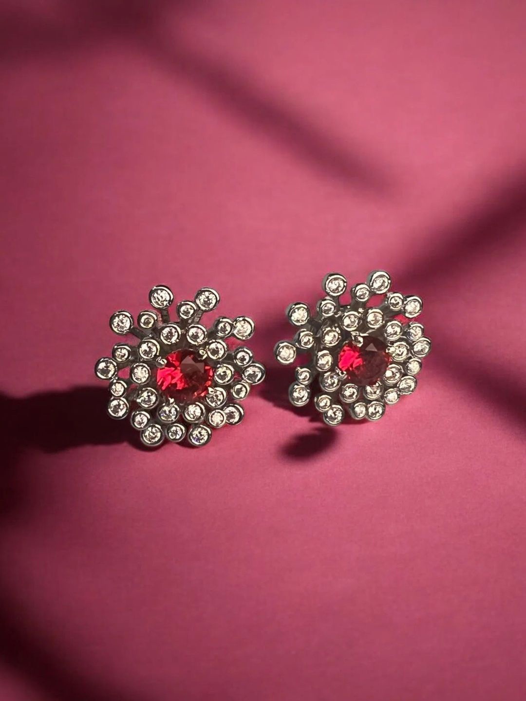 

VOGUE BY RITU Artificial Stones Studded Floral Shaped Studs, Silver