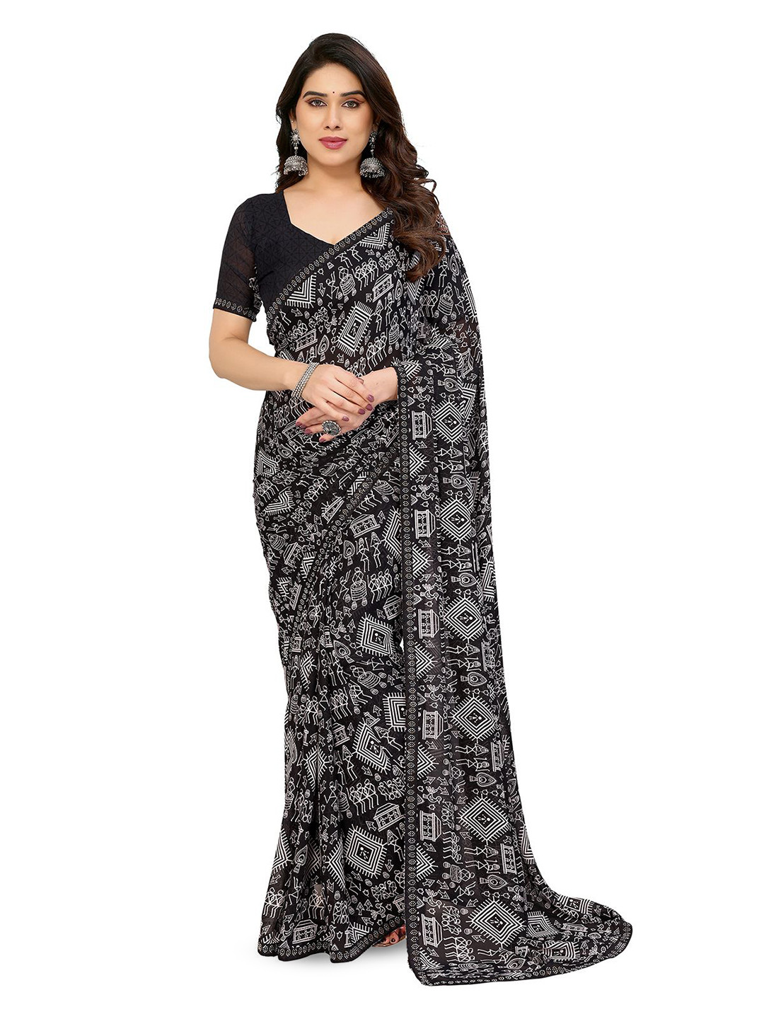 

Moda Rapido Printed Saree, Black