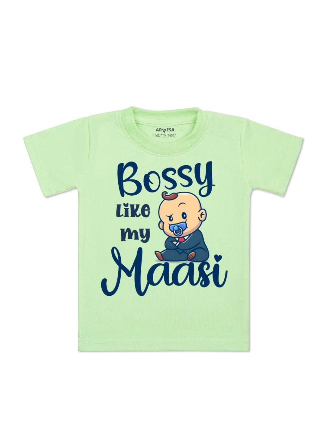

Arvesa Kids Bossy Like My Maasi Printed Tshirt, Green