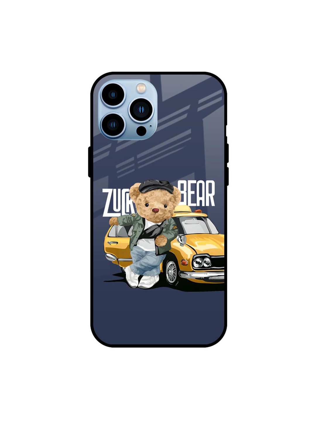 

QRIOH Adventurous Bear Printed iPhone 13 Pro Back Case, Grey