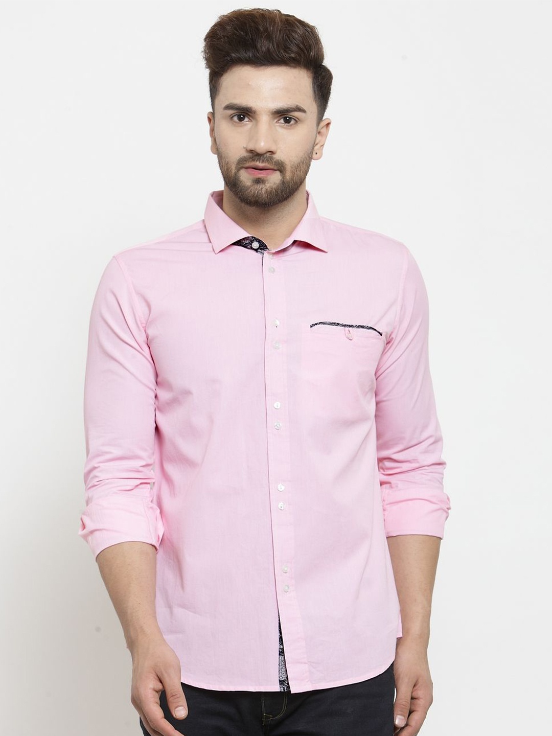 

Moda Rapido Men Slim Fit Opaque Casual Shirt, Pink