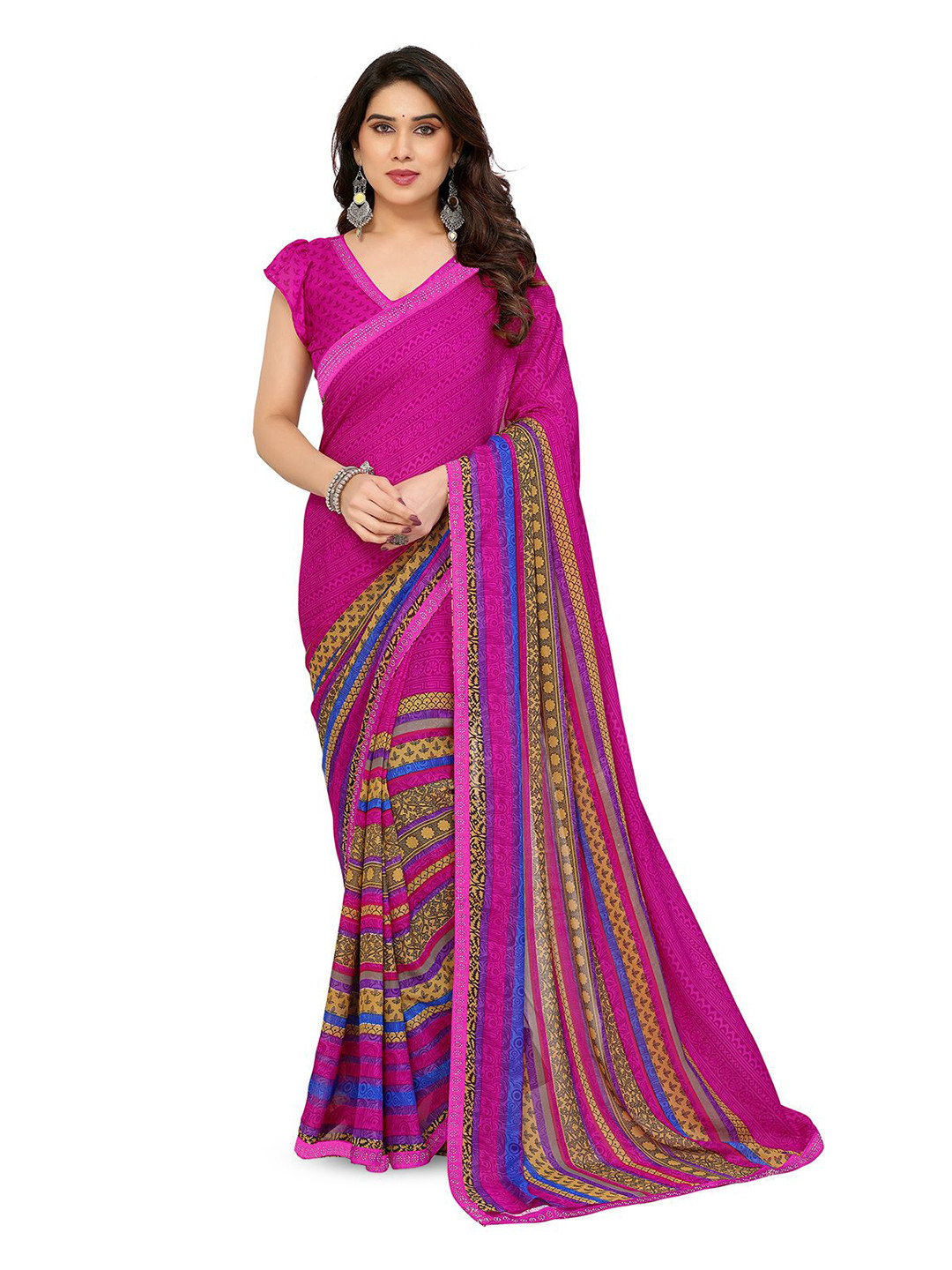 

Moda Rapido Ethnic Motifs Printed Saree, Pink