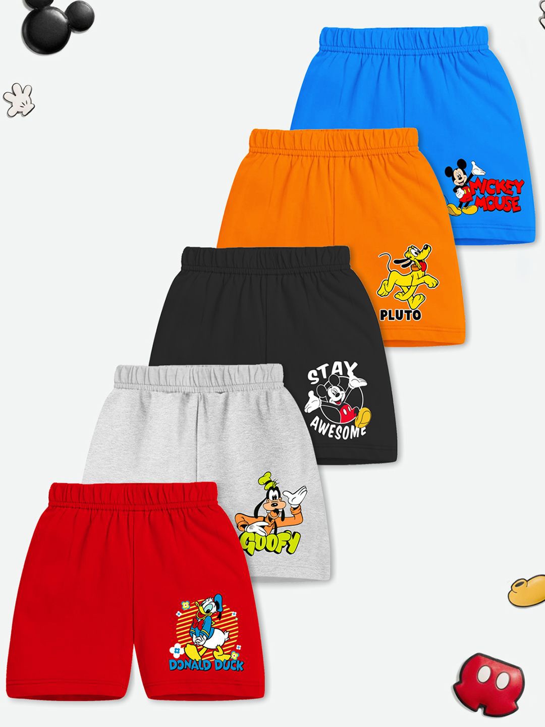 

YK Disney Boys Pack Of 5 Printed Regular Fit Mid-Rise Shorts, Grey