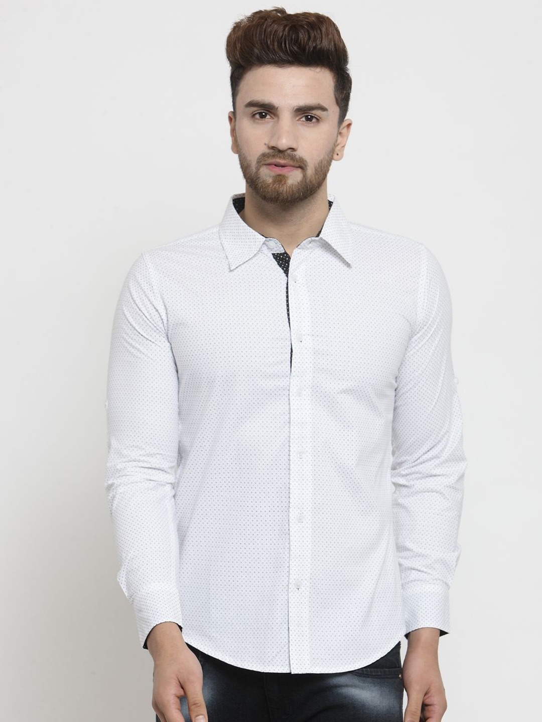 

Moda Rapido Men Slim Fit Opaque Printed Casual Shirt, White