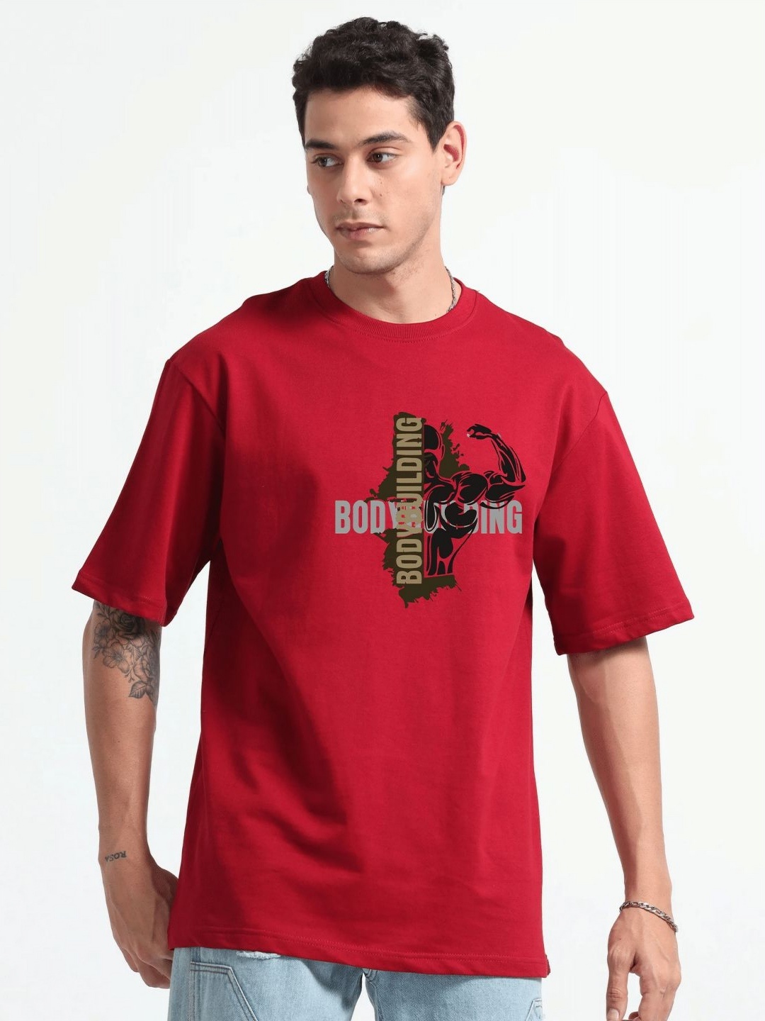 

GSPO Men Typography Printed Applique T-shirt, Red