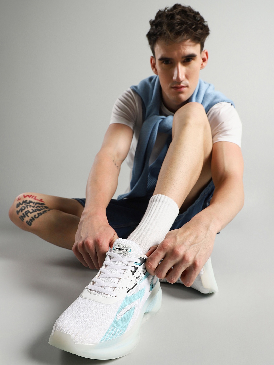 

NOBELITE Men Running Non-Marking Shoes, White