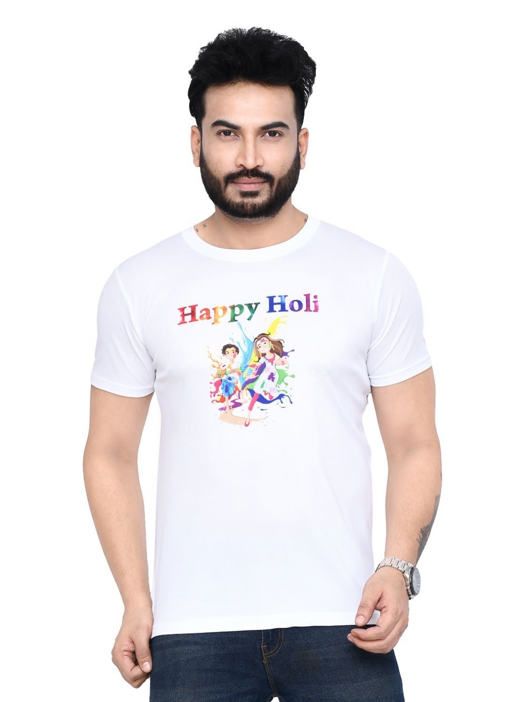 

RAPL Men 3 Printed Applique T-shirt, White