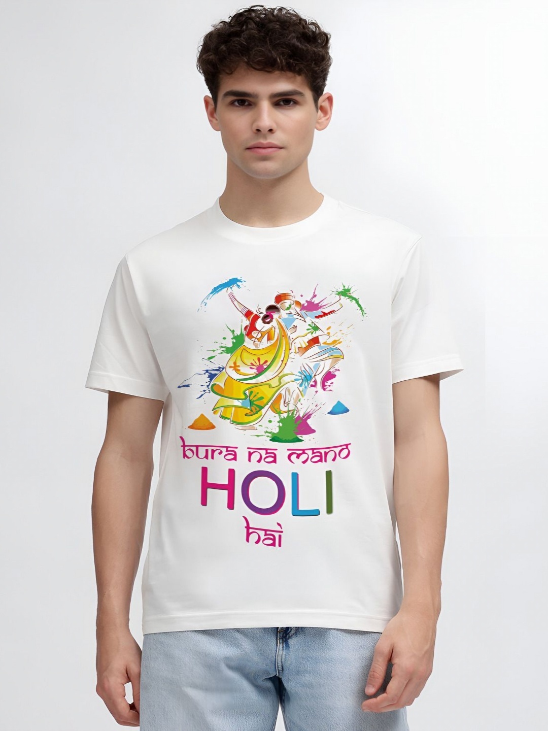 

MAYKR Men Printed Applique T-shirt, White